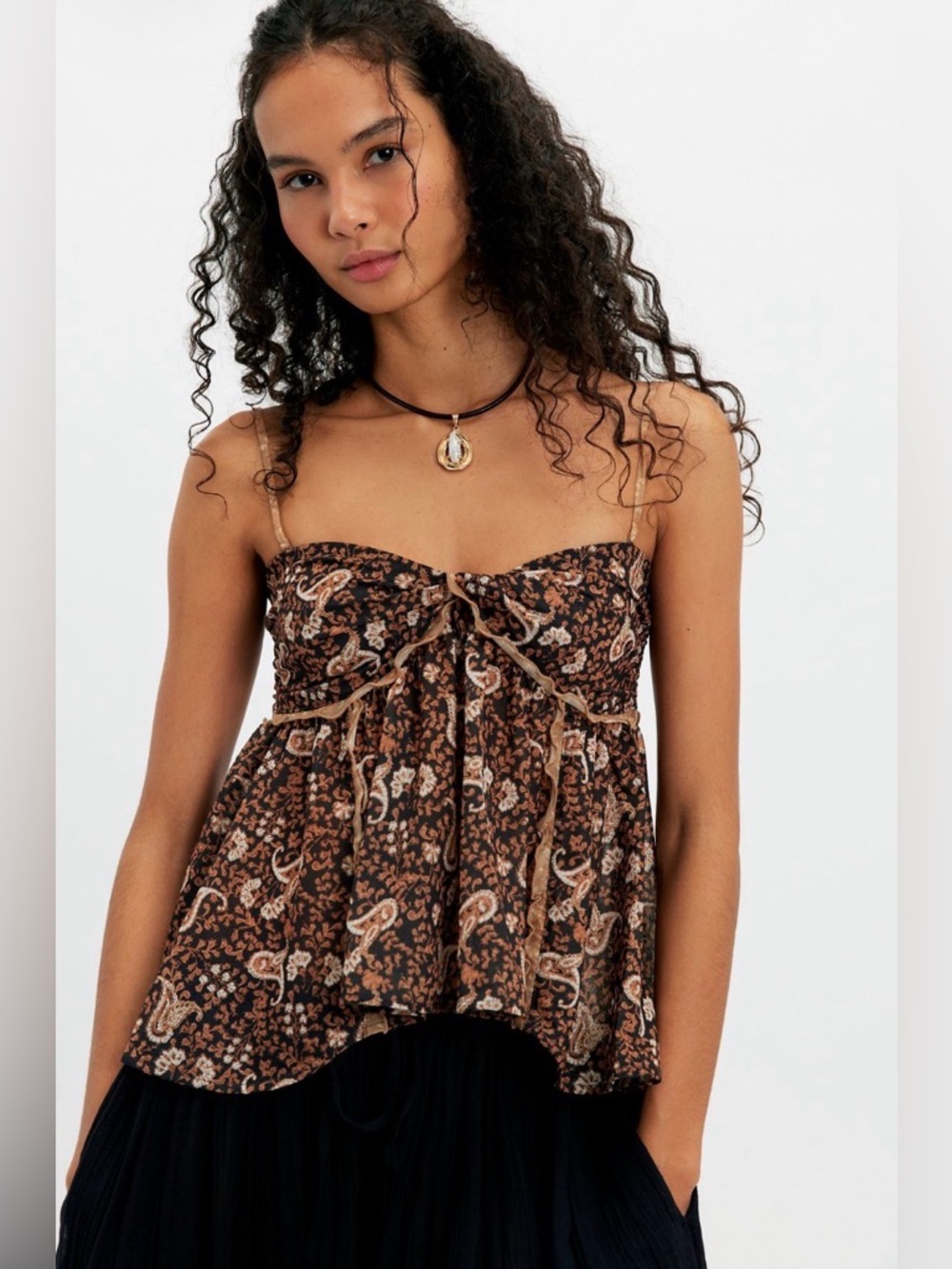 Malia Babydoll Tank‎ NWOT black combo - Picture 5 of 6